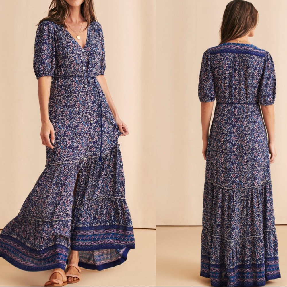 Faherty Blue Floral Maxi Dress
